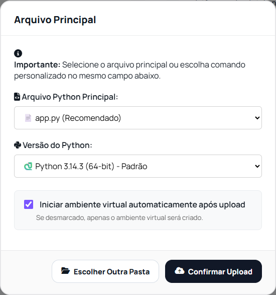 Seleção de arquivo principal