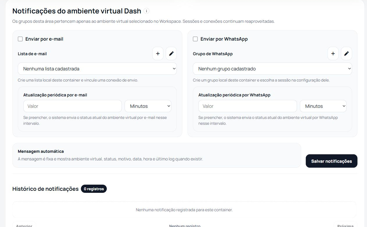 Notificações locais do ambiente virtual