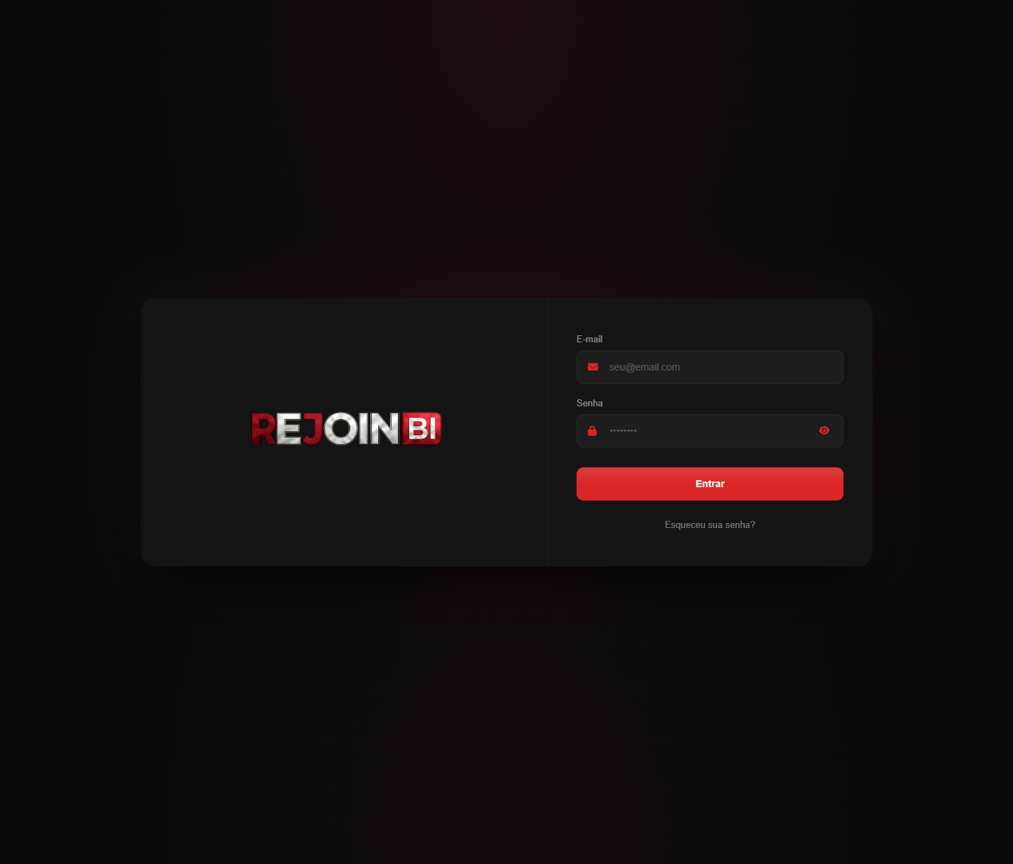 Tela de login com e-mail e senha