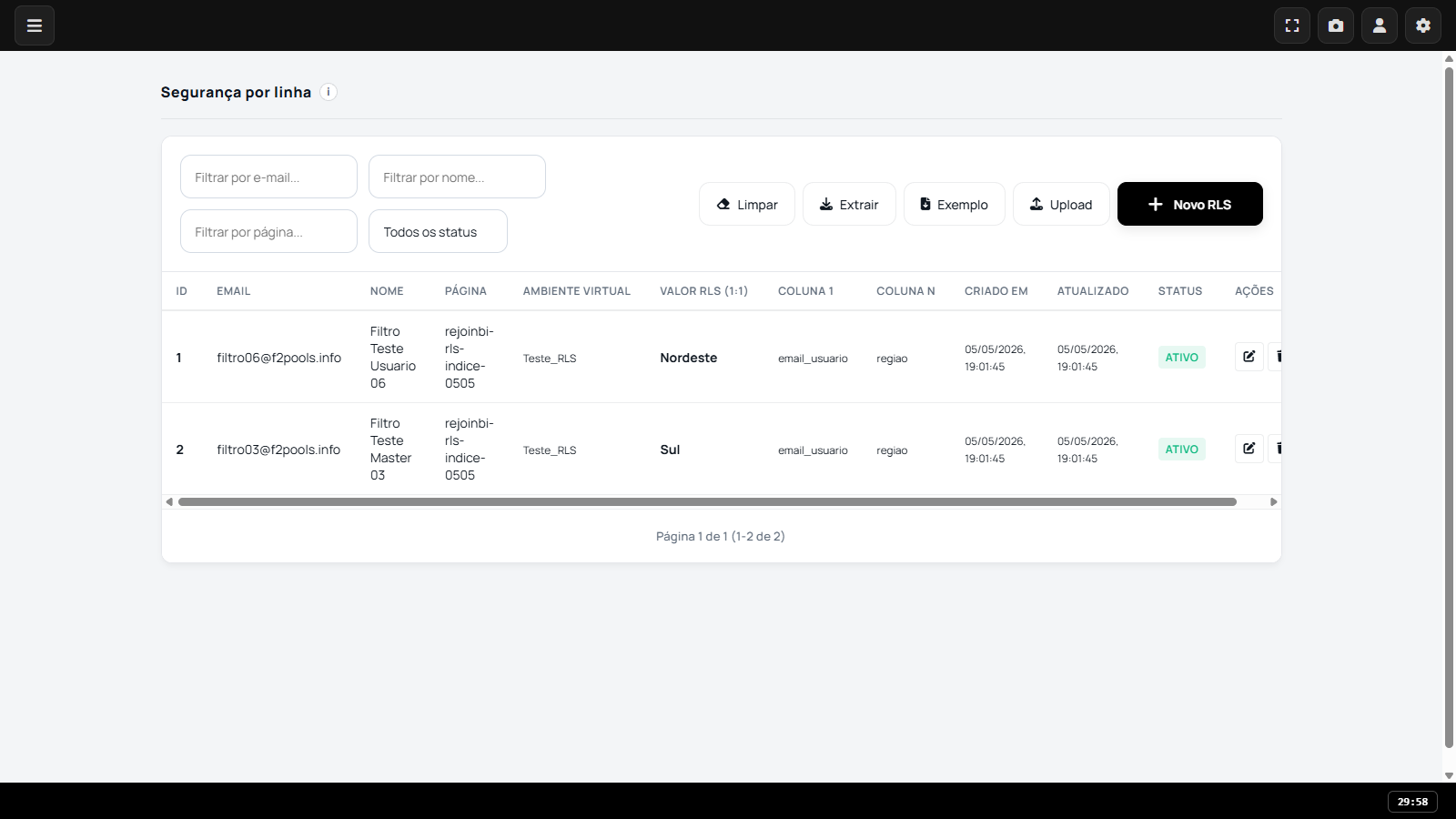 Visão geral do Gerenciar RLS
